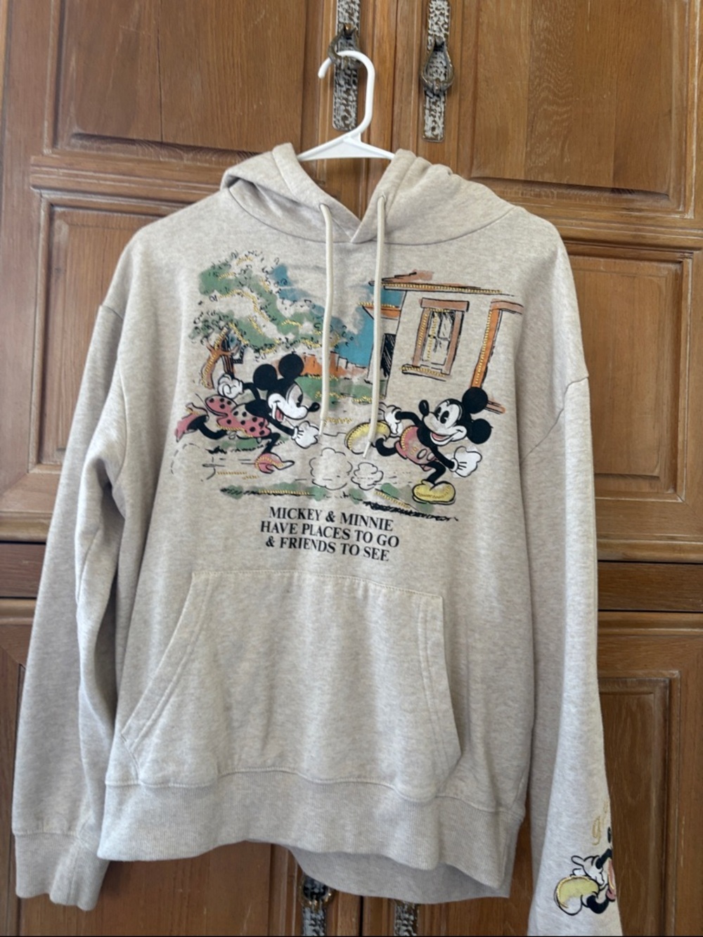 Disney Light Gray Mickey & Minnie Pullover Hoodie